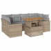 Set sofás de jardín 7 piezas y cojines ratán sintético beige