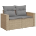 Set sofás de jardín 7 piezas y cojines ratán sintético beige