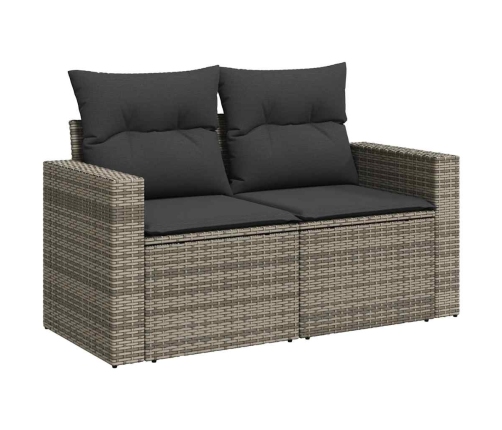 Set de sofás de jardín 7 pzas con cojines ratán sintético gris