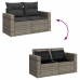 Set de sofás de jardín 7 pzas con cojines ratán sintético gris