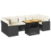 Set de sofás de jardín y cojines 8 piezas ratán sintético negro
