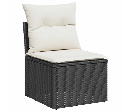 Set de sofás de jardín y cojines 8 piezas ratán sintético negro