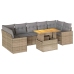 Set de sofás de jardín y cojines 8 piezas ratán sintético beige