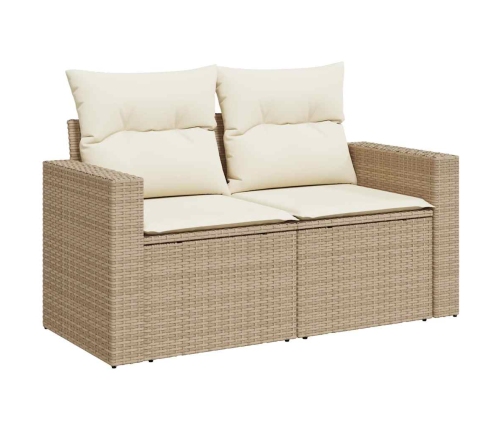 Set de sofás de jardín con cojines 9 pzas ratán sintético beige