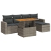 Set de muebles de jardín 6 pzas y cojines ratán sintético gris