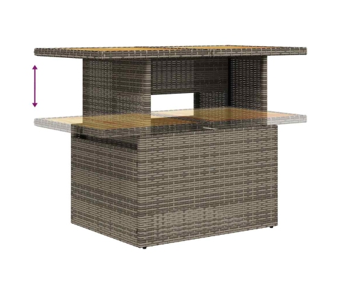 Set de muebles de jardín 6 pzas y cojines ratán sintético gris