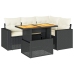 Set de muebles de jardín 5 pzas y cojines ratán sintético negro