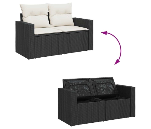 Set de muebles de jardín 5 pzas y cojines ratán sintético negro