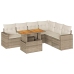 Set sofás de jardín 7 piezas y cojines ratán sintético beige