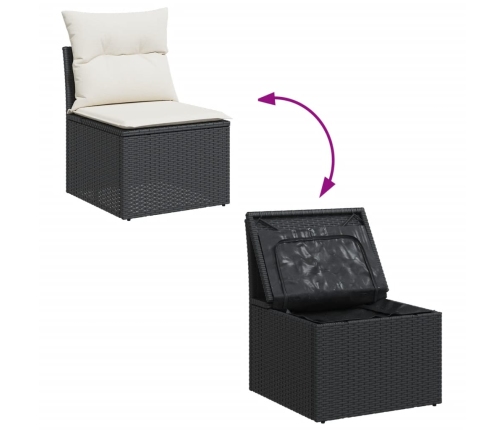 Set de sofás de jardín con cojines 9 pzas ratán sintético negro