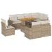 Set de sofás de jardín con cojines 9 pzas ratán sintético beige