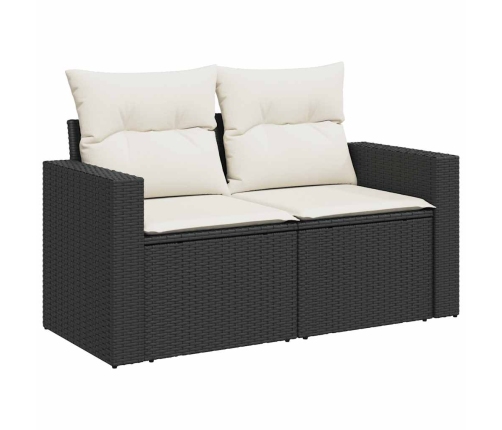Set de sofás de jardín 7 pzas con cojines ratán sintético negro