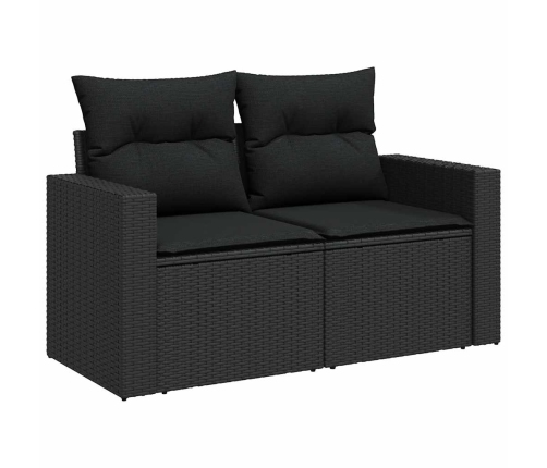 Set de sofás de jardín y cojines 8 piezas ratán sintético negro