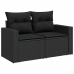 Set de sofás de jardín y cojines 8 piezas ratán sintético negro