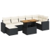 Set de sofás de jardín y cojines 8 piezas ratán sintético negro