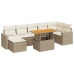 Set de sofás de jardín y cojines 8 piezas ratán sintético beige