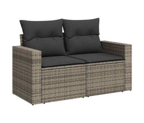 Set de sofás de jardín y cojines 10 pzas ratán sintético gris