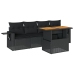 Set de muebles de jardín 5 pzas y cojines ratán sintético negro