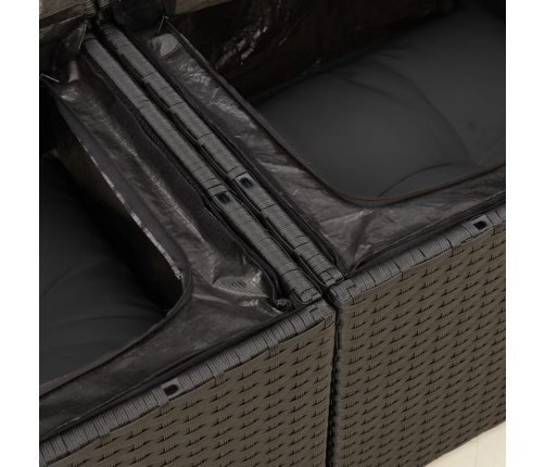 Set de muebles de jardín 5 pzas y cojines ratán sintético negro