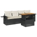 Set de muebles de jardín 5 pzas y cojines ratán sintético negro