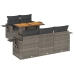 Set de muebles de jardín 6 pzas y cojines ratán sintético gris