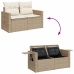 Set sofás de jardín 7 piezas y cojines ratán sintético beige