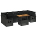 Set de sofás de jardín y cojines 8 piezas ratán sintético negro