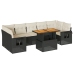 Set de sofás de jardín y cojines 8 piezas ratán sintético negro