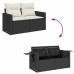 Set de sofás de jardín y cojines 8 piezas ratán sintético negro