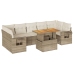 Set de sofás de jardín y cojines 8 piezas ratán sintético beige