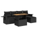 Set de sofás de jardín 6 piezas y cojines ratán sintético negro