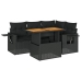 Set de muebles de jardín 5 pzas y cojines ratán sintético negro