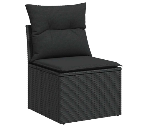 Set de sofás de jardín 7 pzas con cojines ratán sintético negro