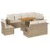 Set de sofás de jardín con cojines 9 pzas ratán sintético beige
