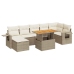 Set de sofás de jardín y cojines 8 piezas ratán sintético beige