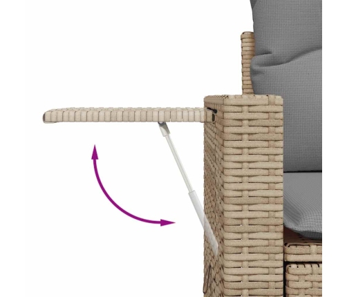 Set de sofás de jardín y cojines 8 piezas ratán sintético beige