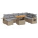 Set de sofás de jardín con cojines 9 pzas ratán sintético beige