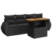Set de muebles de jardín 5 pzas y cojines ratán sintético negro