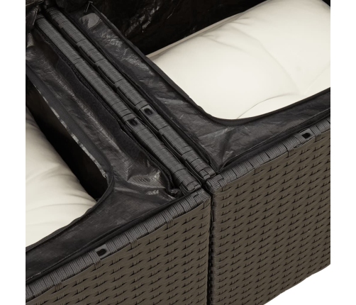 Set de muebles de jardín 5 pzas y cojines ratán sintético negro