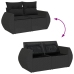 Set de sofás de jardín 6 piezas y cojines ratán sintético negro