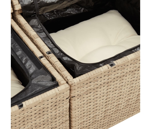 Juego de sofás jardín con cojines 6 pzas ratán sintético beige