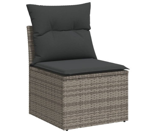 Set de sofás de jardín 7 pzas con cojines ratán sintético gris