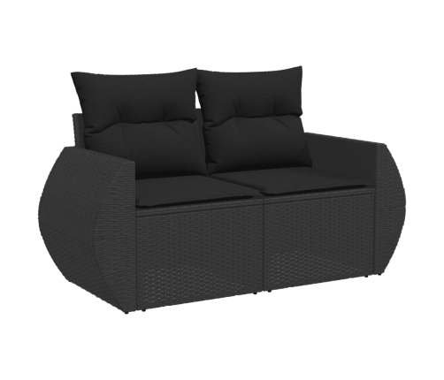 Set de sofás de jardín 7 pzas con cojines ratán sintético negro
