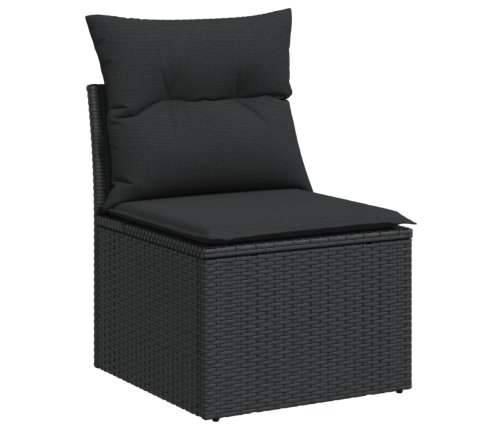 Set de sofás de jardín 7 pzas con cojines ratán sintético negro