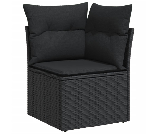 Set de sofás de jardín 7 pzas con cojines ratán sintético negro