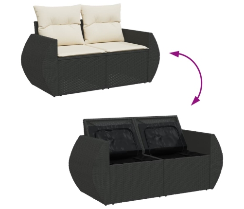 Set de sofás de jardín 7 pzas con cojines ratán sintético negro