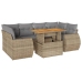 Set sofás de jardín 7 piezas y cojines ratán sintético beige