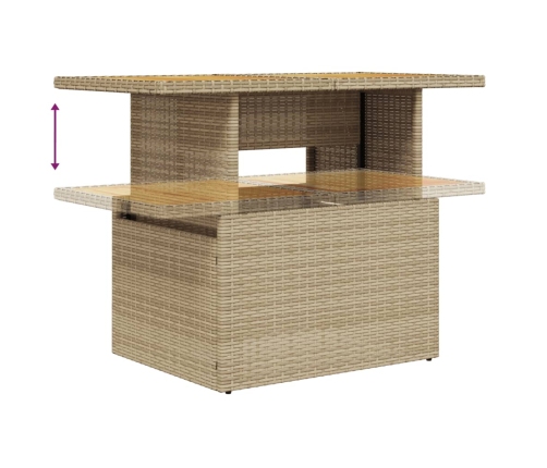 Set sofás de jardín 7 piezas y cojines ratán sintético beige