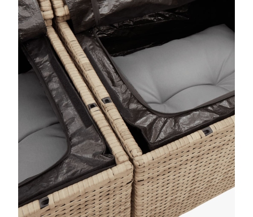 Set sofás de jardín 7 piezas y cojines ratán sintético beige