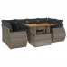 Set de sofás de jardín 7 pzas con cojines ratán sintético gris